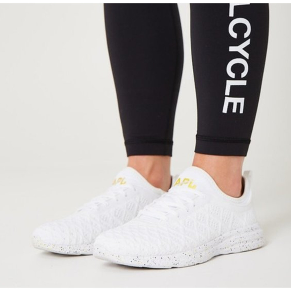APL x SoulCycle TechLoom Phantom Sneaker Knit Running Shoes Logo White/ Yellow